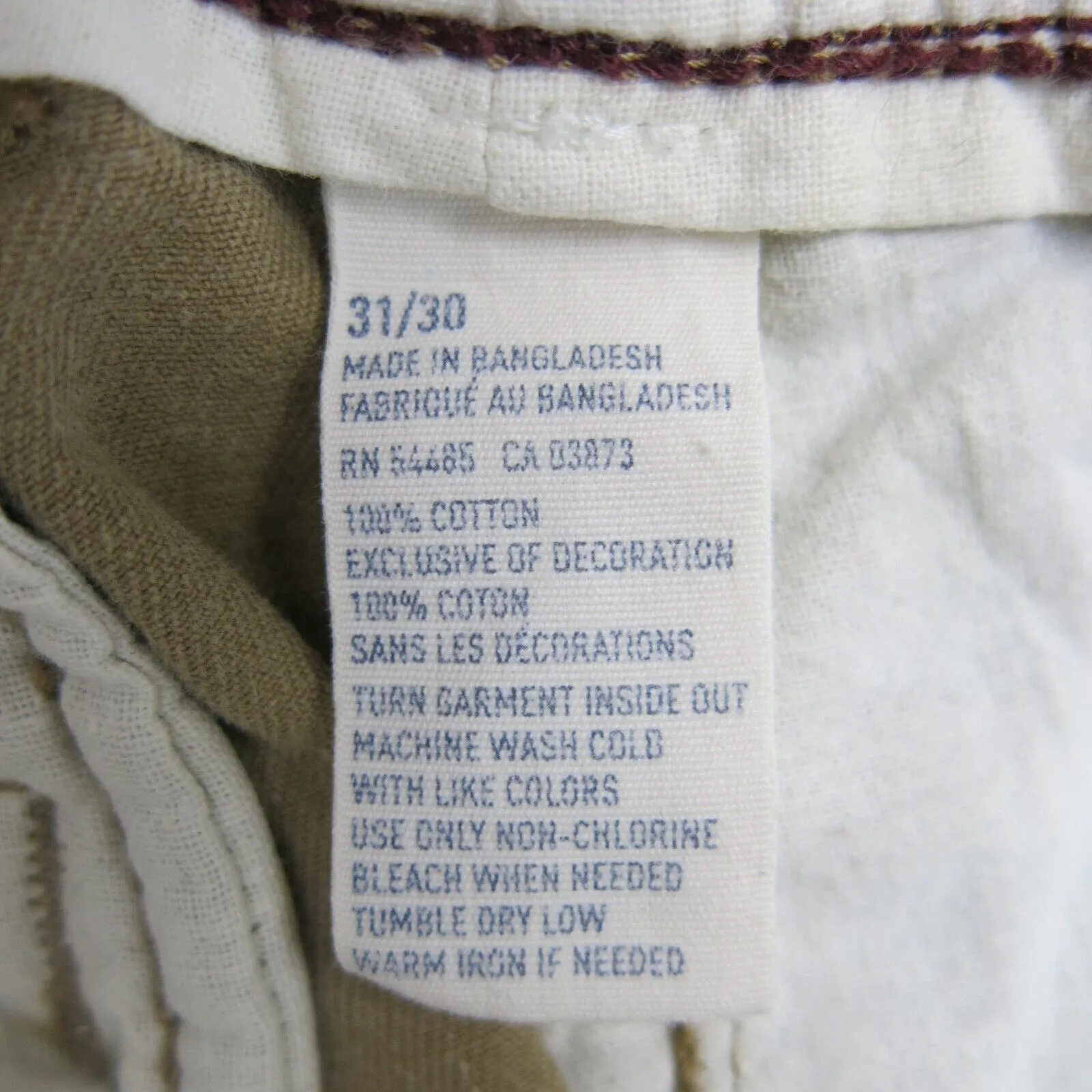 American Eagle Outfitters Mens Chino Pants Stretch Low Rise Khaki Size W31XL30