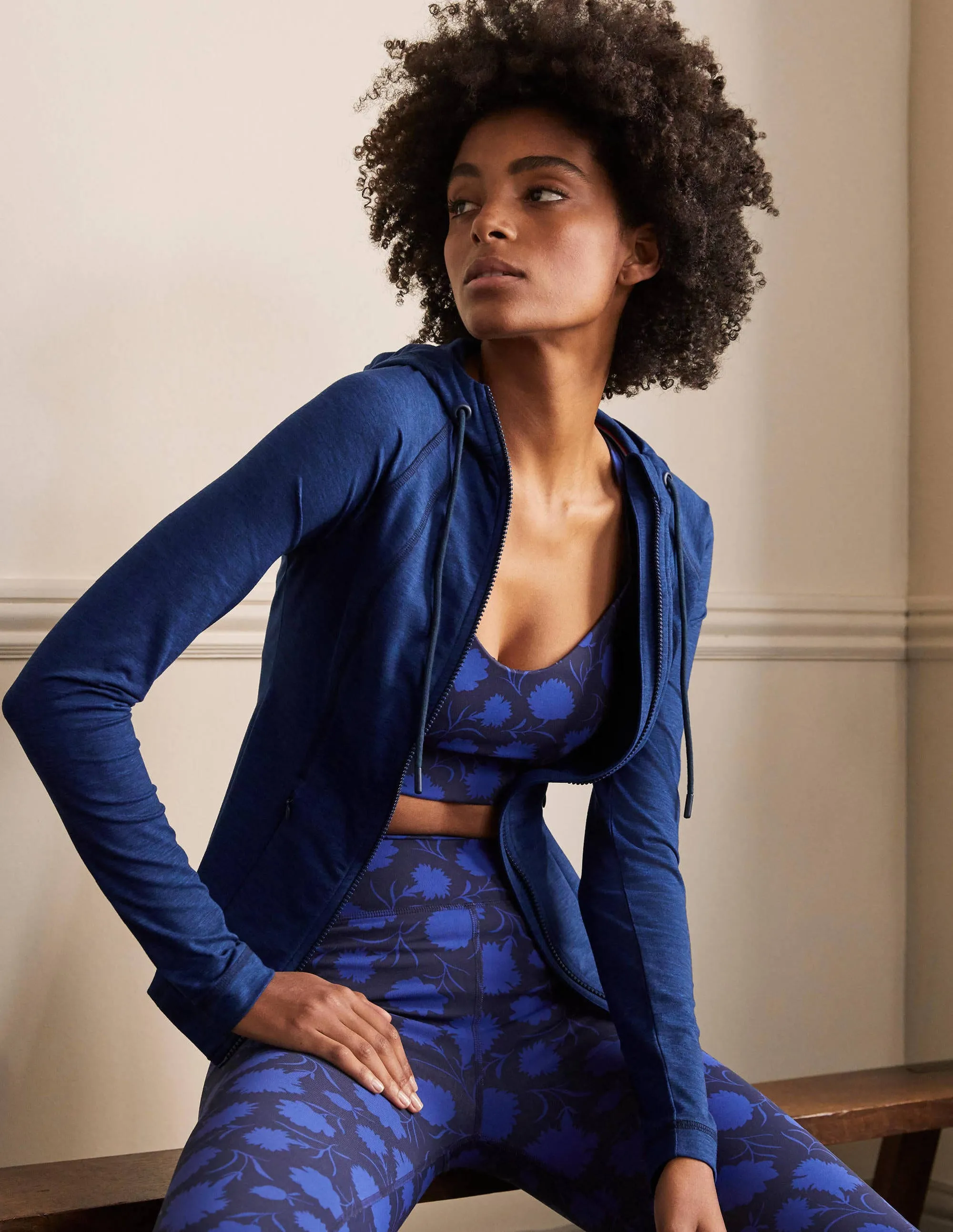 Annie Zip-Up Hooded Jacket-Persian Blue