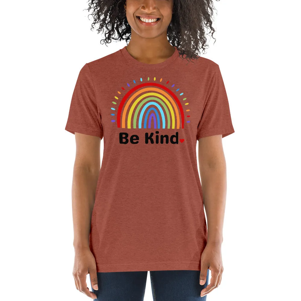 Be Kind Rainbow - Short sleeve t-shirt, comfy, soft, fitted look