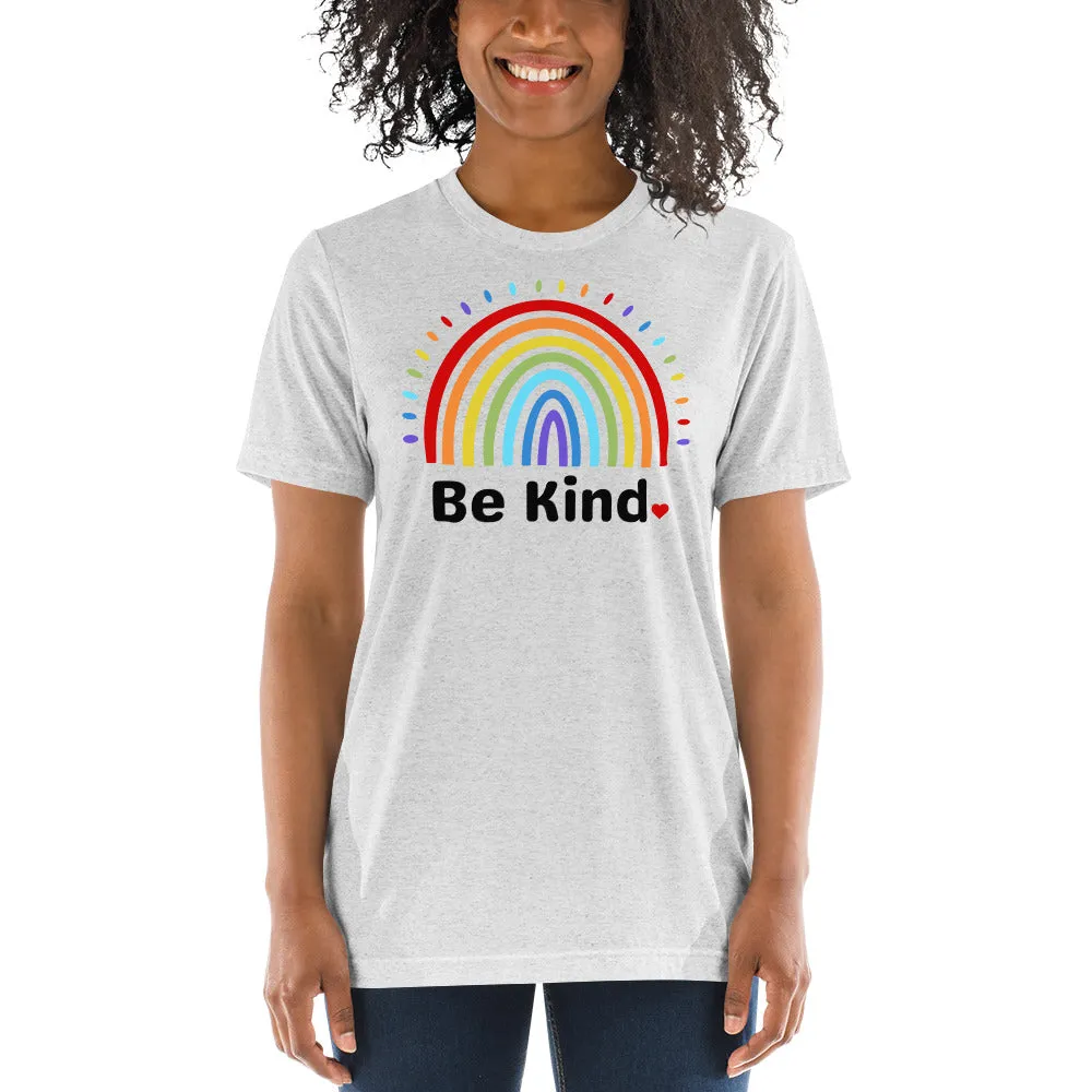 Be Kind Rainbow - Short sleeve t-shirt, comfy, soft, fitted look