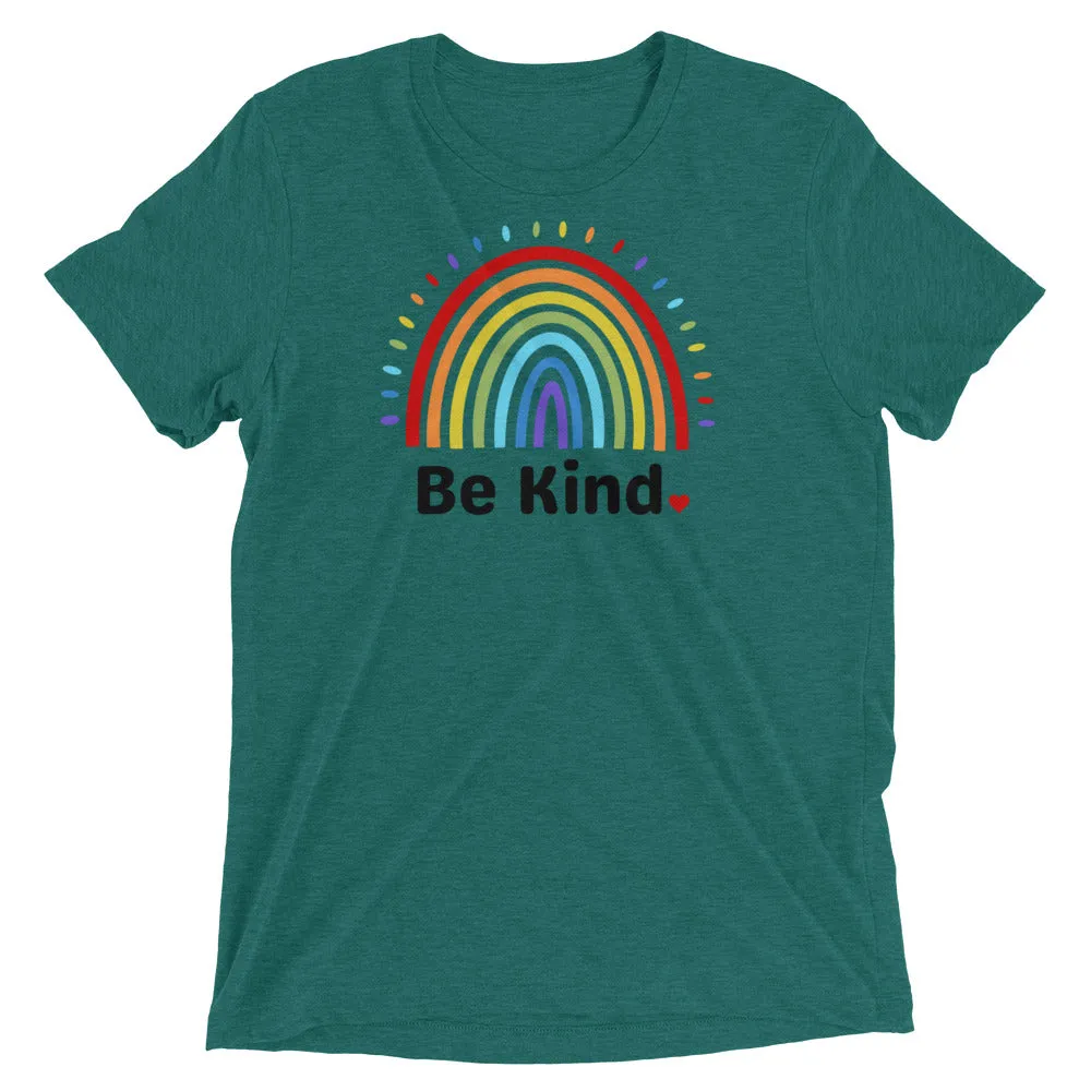 Be Kind Rainbow - Short sleeve t-shirt, comfy, soft, fitted look