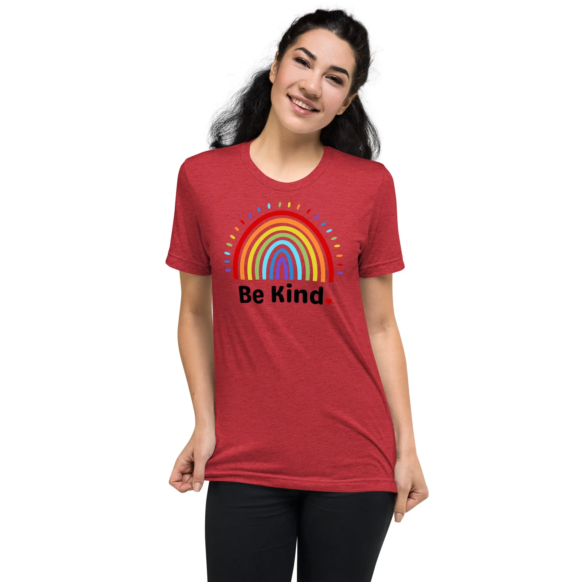 Be Kind Rainbow - Short sleeve t-shirt, comfy, soft, fitted look