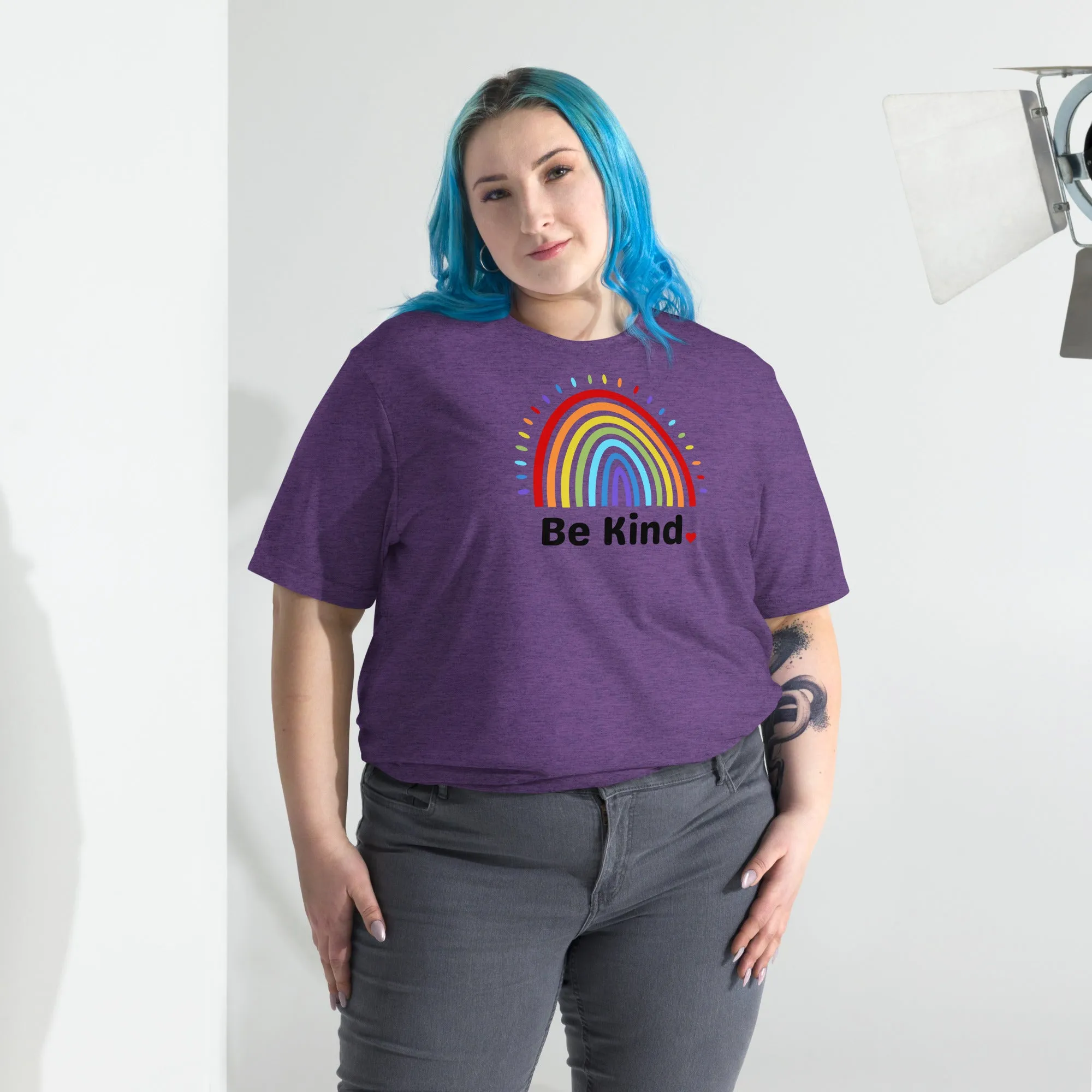 Be Kind Rainbow - Short sleeve t-shirt, comfy, soft, fitted look