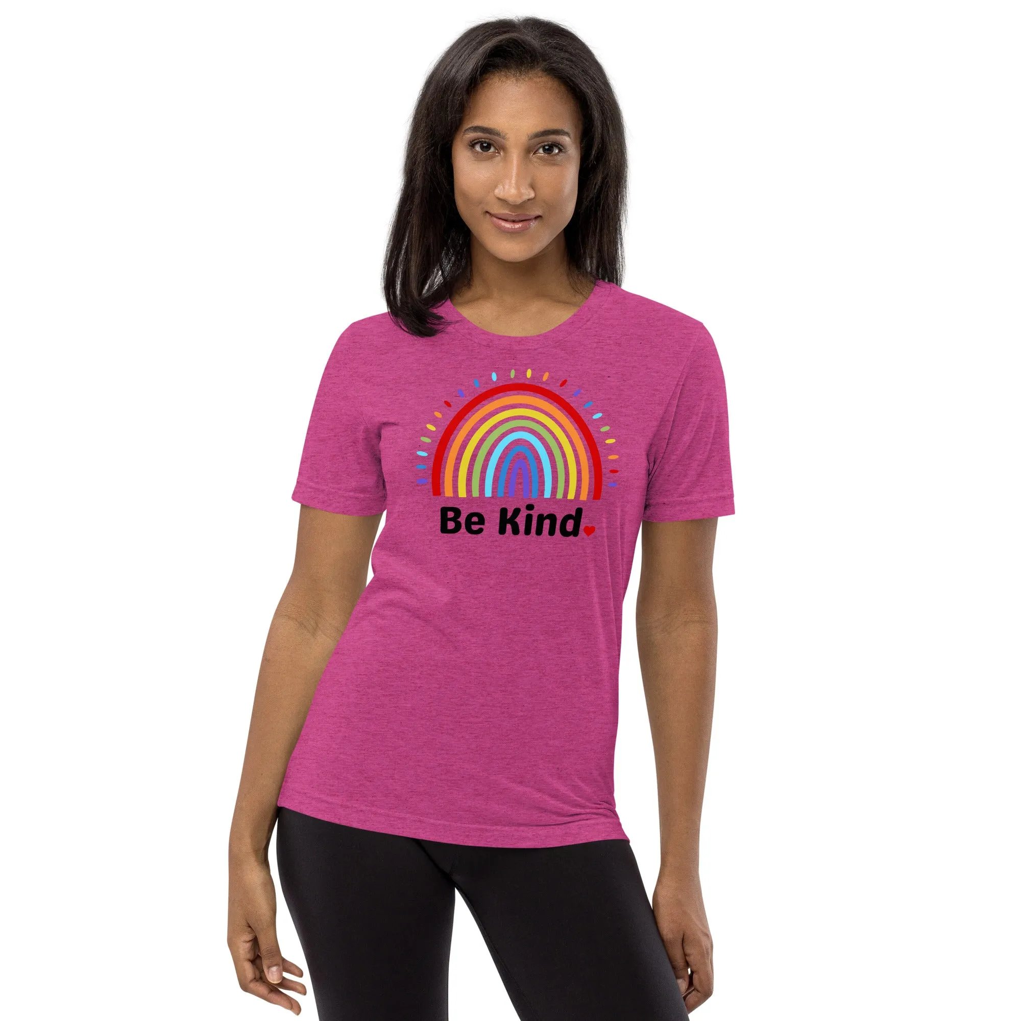 Be Kind Rainbow - Short sleeve t-shirt, comfy, soft, fitted look