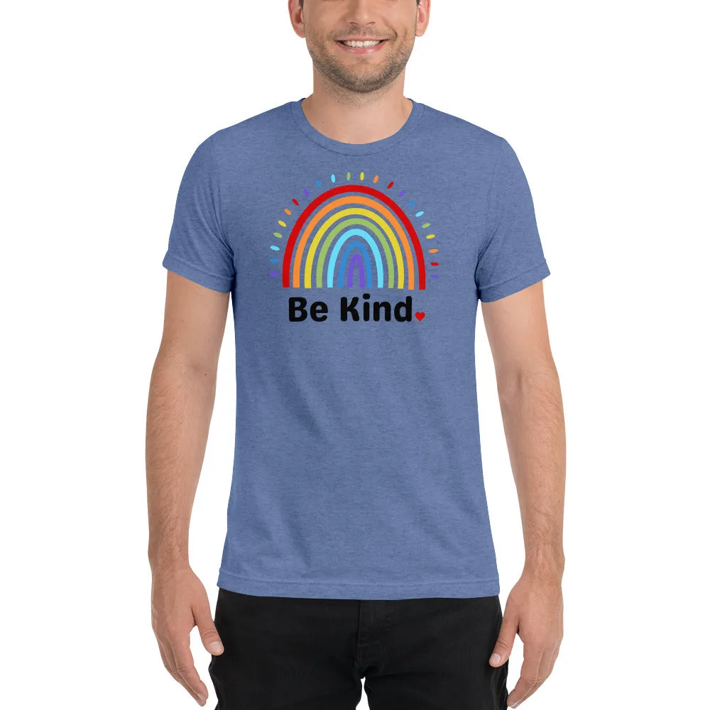 Be Kind Rainbow - Short sleeve t-shirt, comfy, soft, fitted look