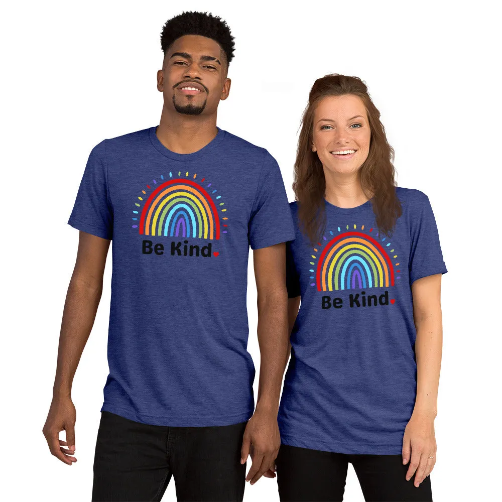 Be Kind Rainbow - Short sleeve t-shirt, comfy, soft, fitted look