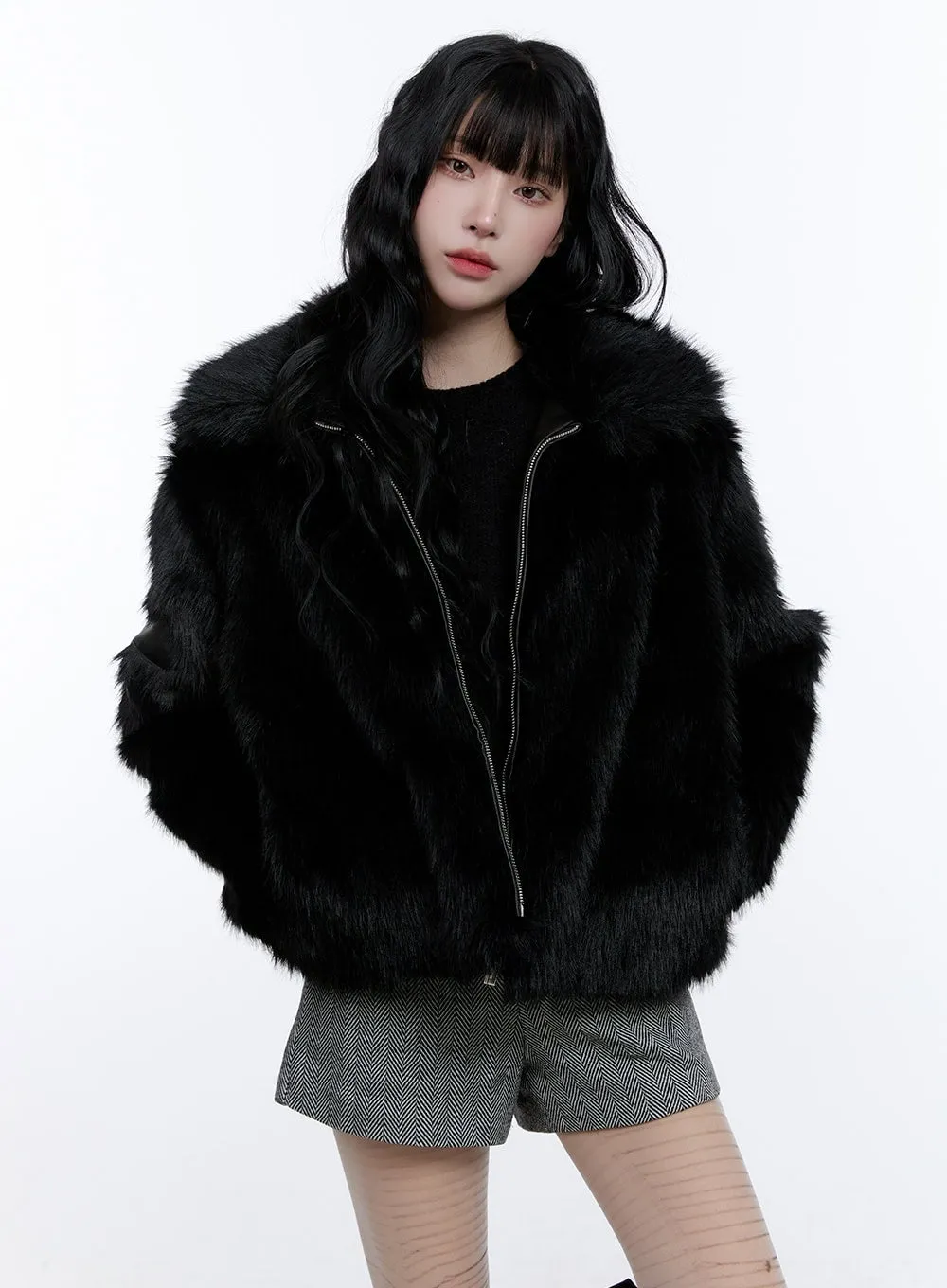 Chic Zip-Up Faux Fur Jacket CD416
