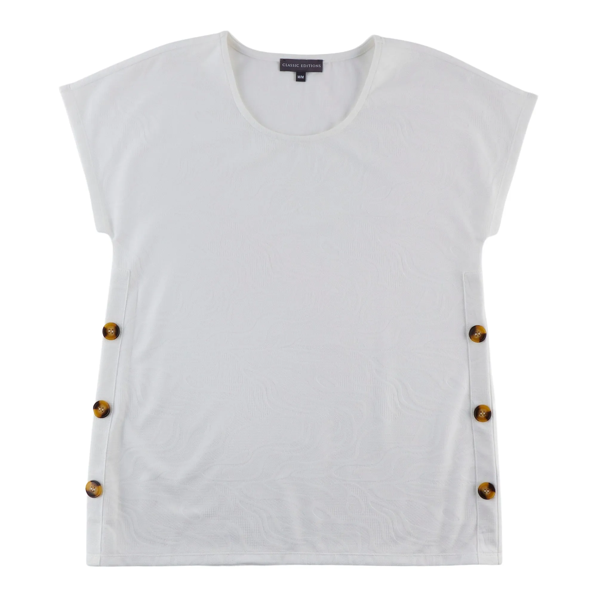 Classic Editions Women's Short Sleeve Top with Side Buttons