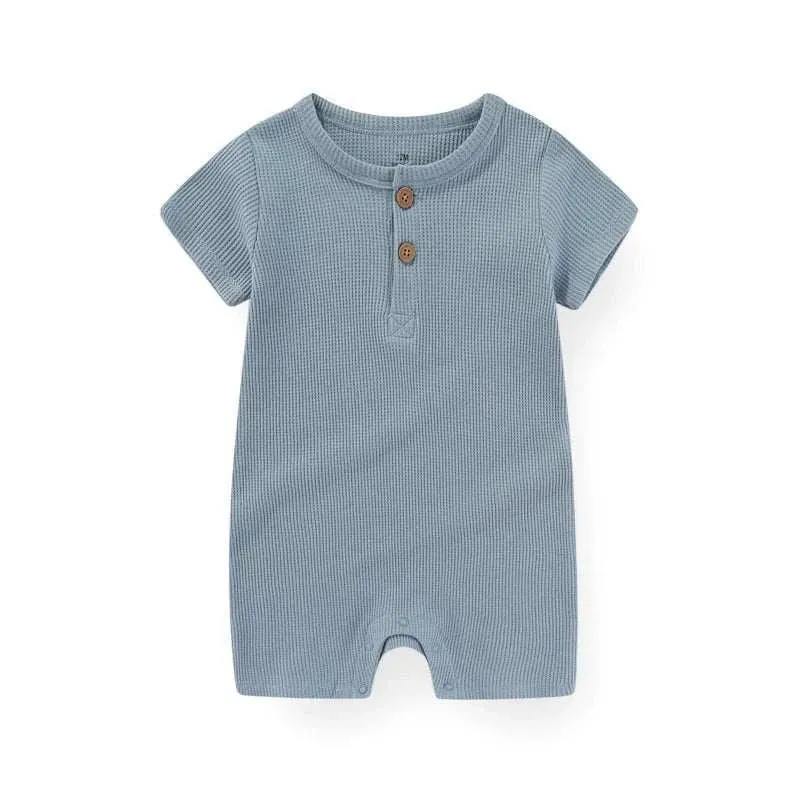 Cotton Baby Romper | Solid Short Sleeve Jumpsuit | 100% Soft Cotton