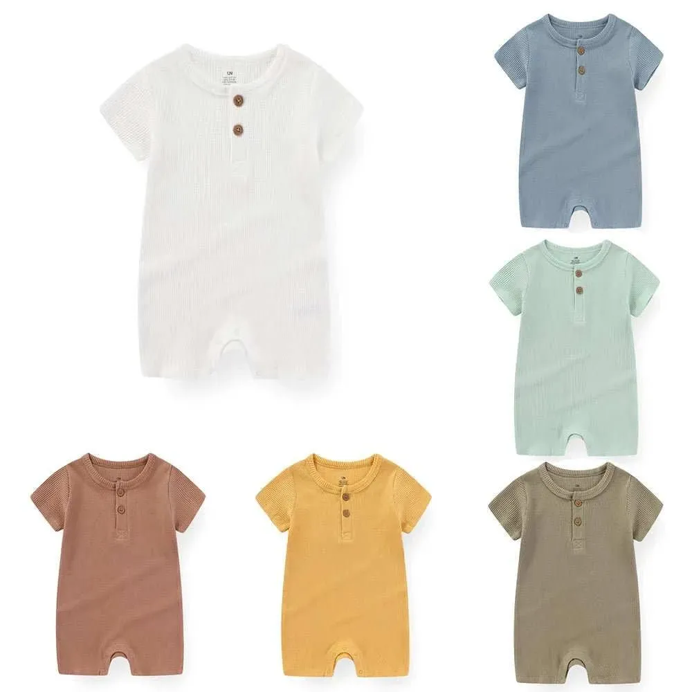 Cotton Baby Romper | Solid Short Sleeve Jumpsuit | 100% Soft Cotton