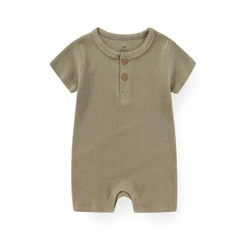 Cotton Baby Romper | Solid Short Sleeve Jumpsuit | 100% Soft Cotton