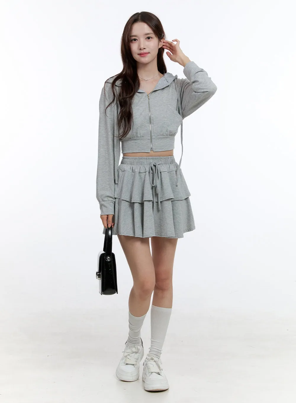Cozy Ruffle Banded Mini Skirt OO407