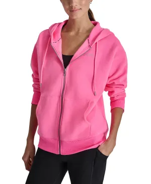 DKNY Mini-Stud-Logo Zippered Fleece Hoodie