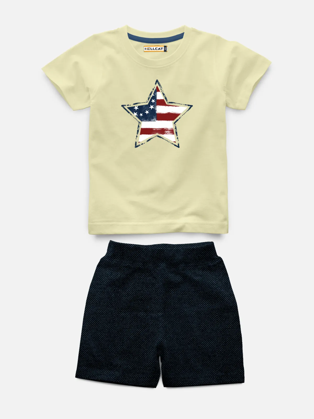 Half Sleeve Printed Tshirt with Comfy Solid Shorts for Infants & Boys - Pack of 2 (1 T-shirt & 1 short)