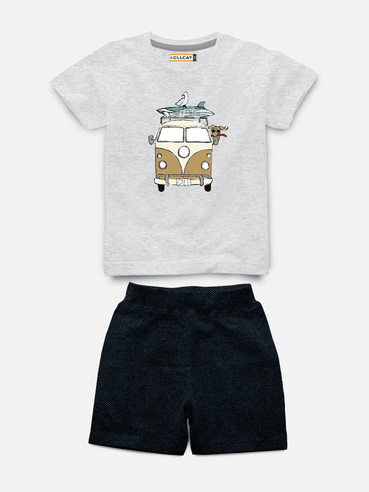 Half Sleeve Printed Tshirt with Comfy Solid Shorts for Infants & Boys - Pack of 2 (1 T-shirt & 1 short)