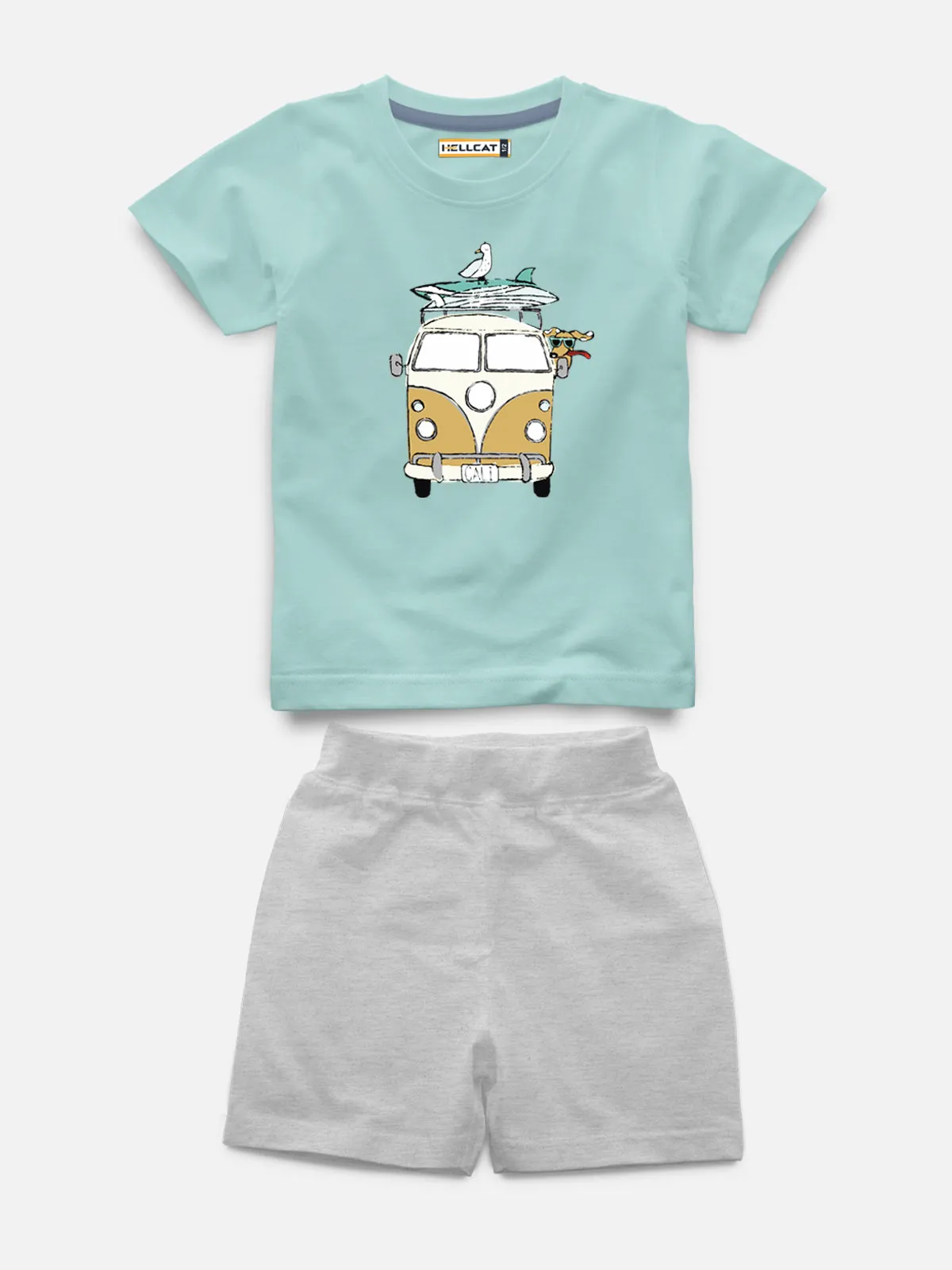 Half Sleeve Printed Tshirt with Comfy Solid Shorts for Infants & Boys - Pack of 2 (1 T-shirt & 1 short)