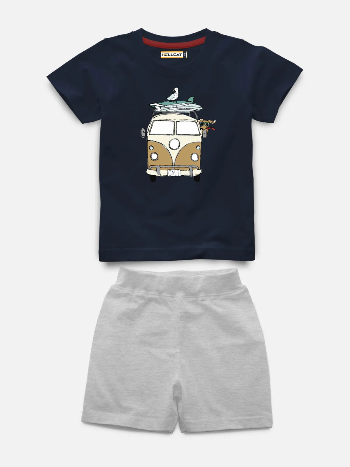 Half Sleeve Printed Tshirt with Comfy Solid Shorts for Infants & Boys - Pack of 2 (1 T-shirt & 1 short)