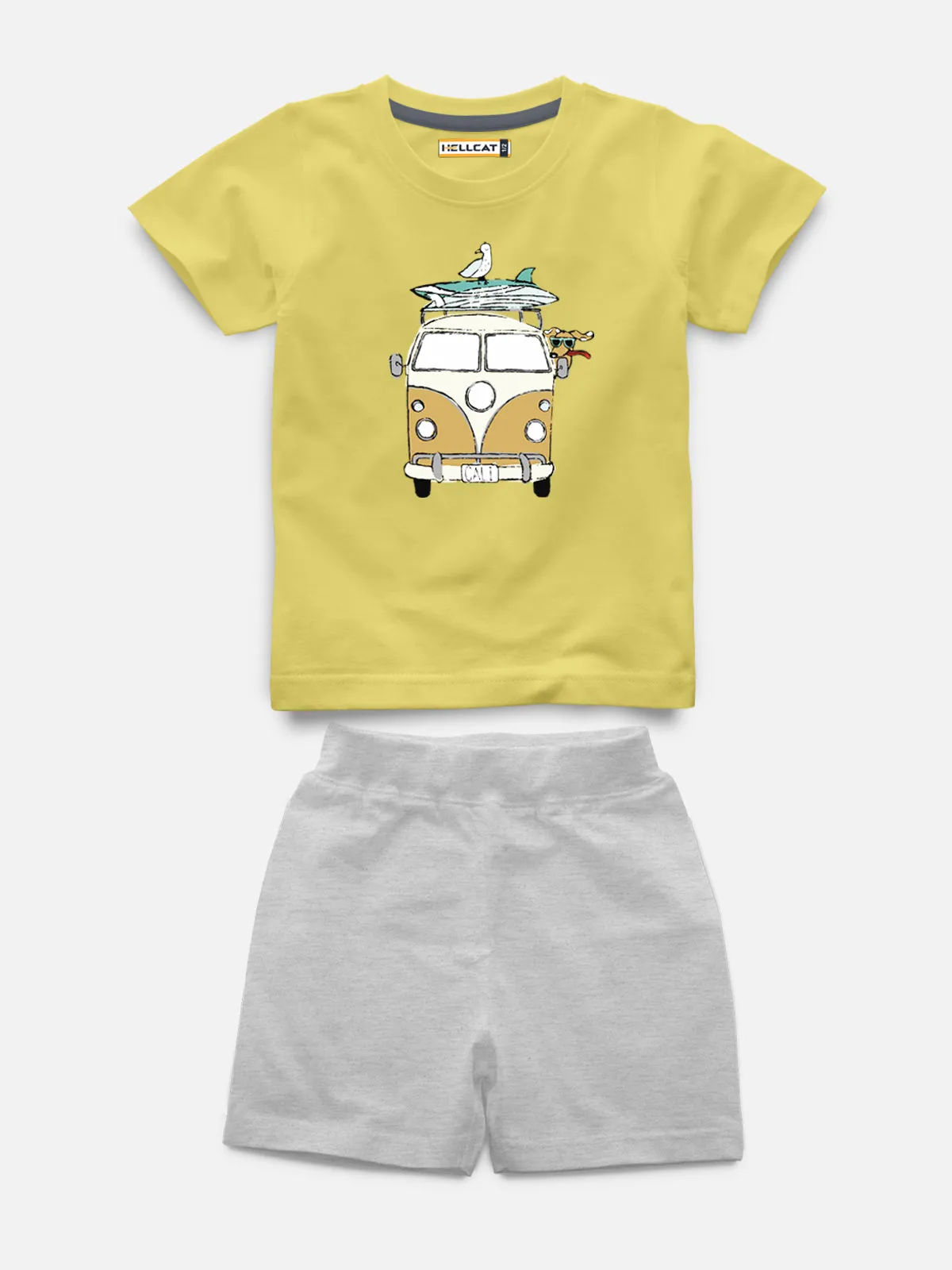 Half Sleeve Printed Tshirt with Comfy Solid Shorts for Infants & Boys - Pack of 2 (1 T-shirt & 1 short)
