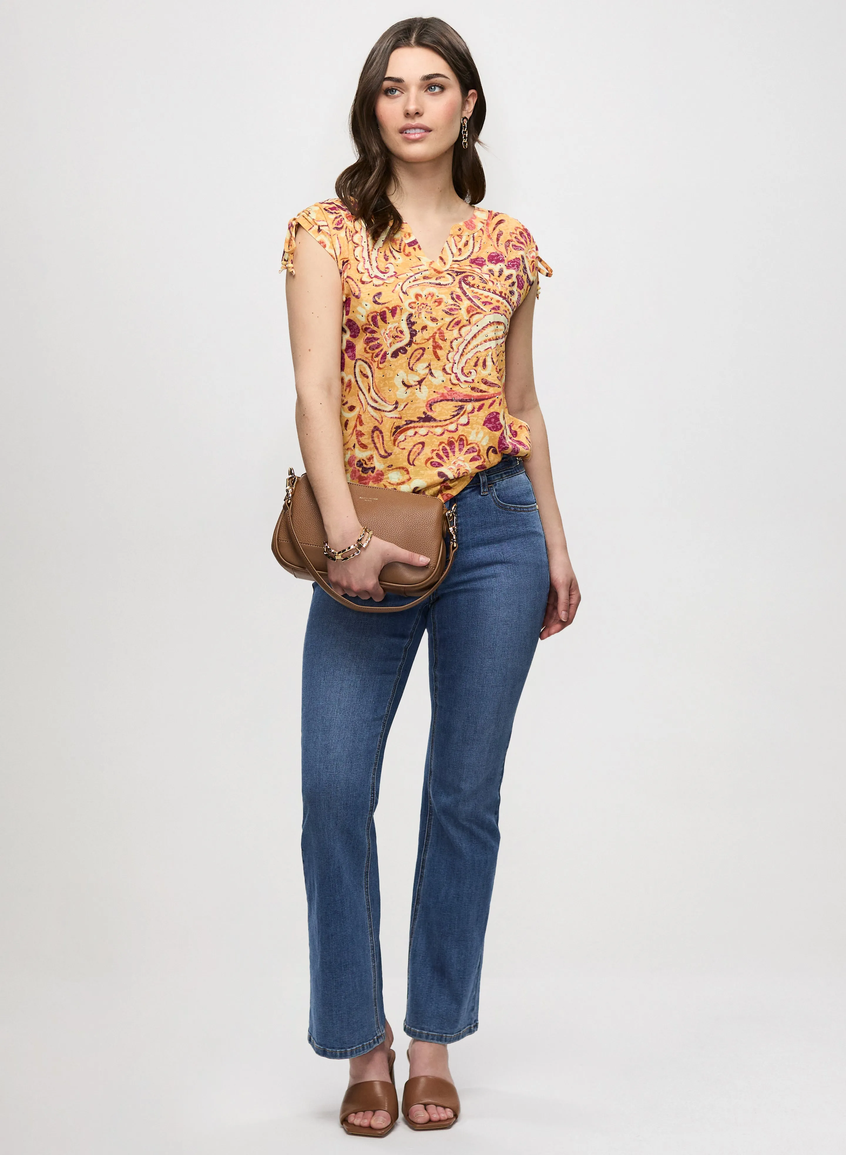 Heathered Paisley Print T-Shirt