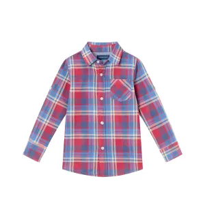Kids Two Faced Buttondown Shirt | Maroon Plaid