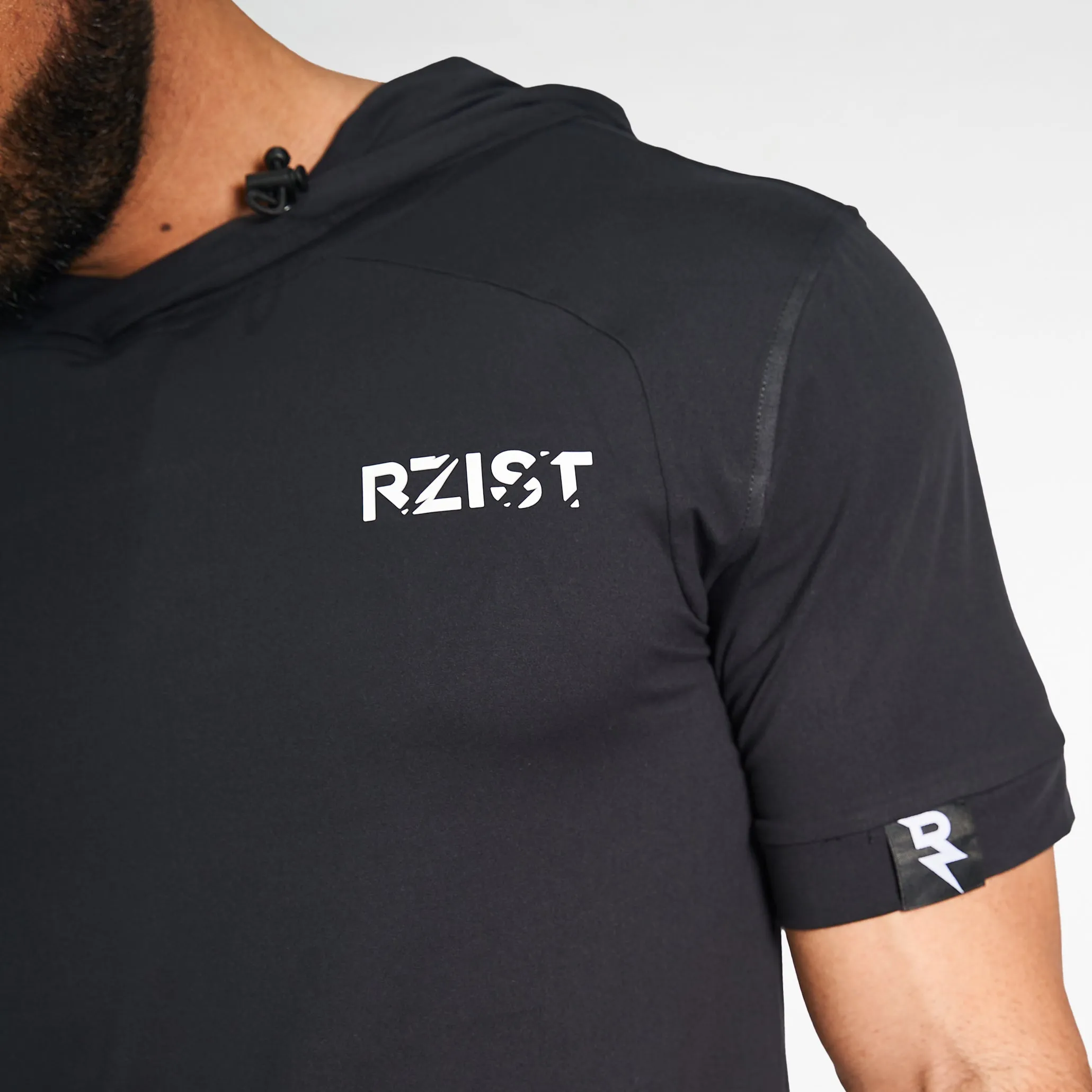 Lightweight Short Sleeve Hoodie - Black