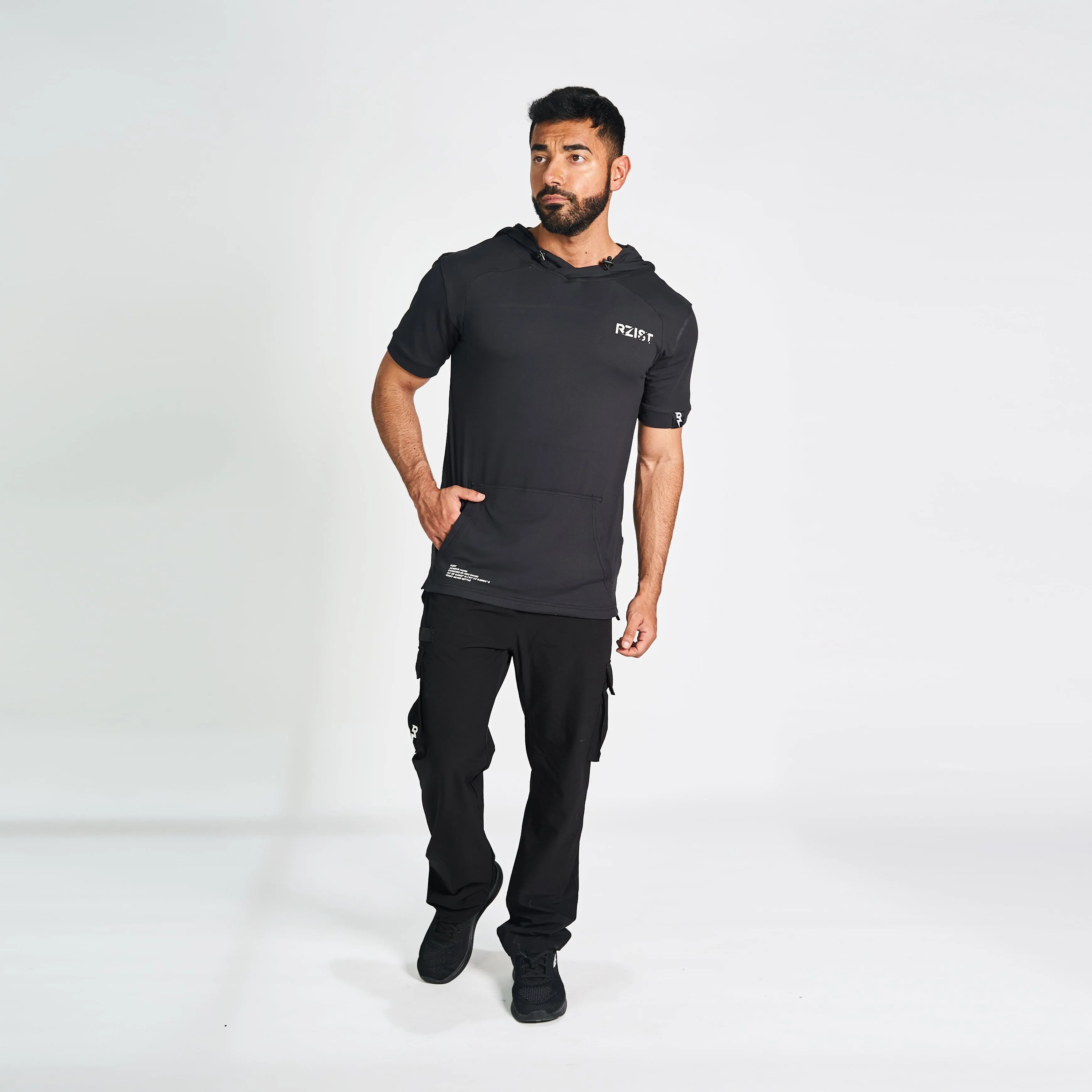 Lightweight Short Sleeve Hoodie - Black