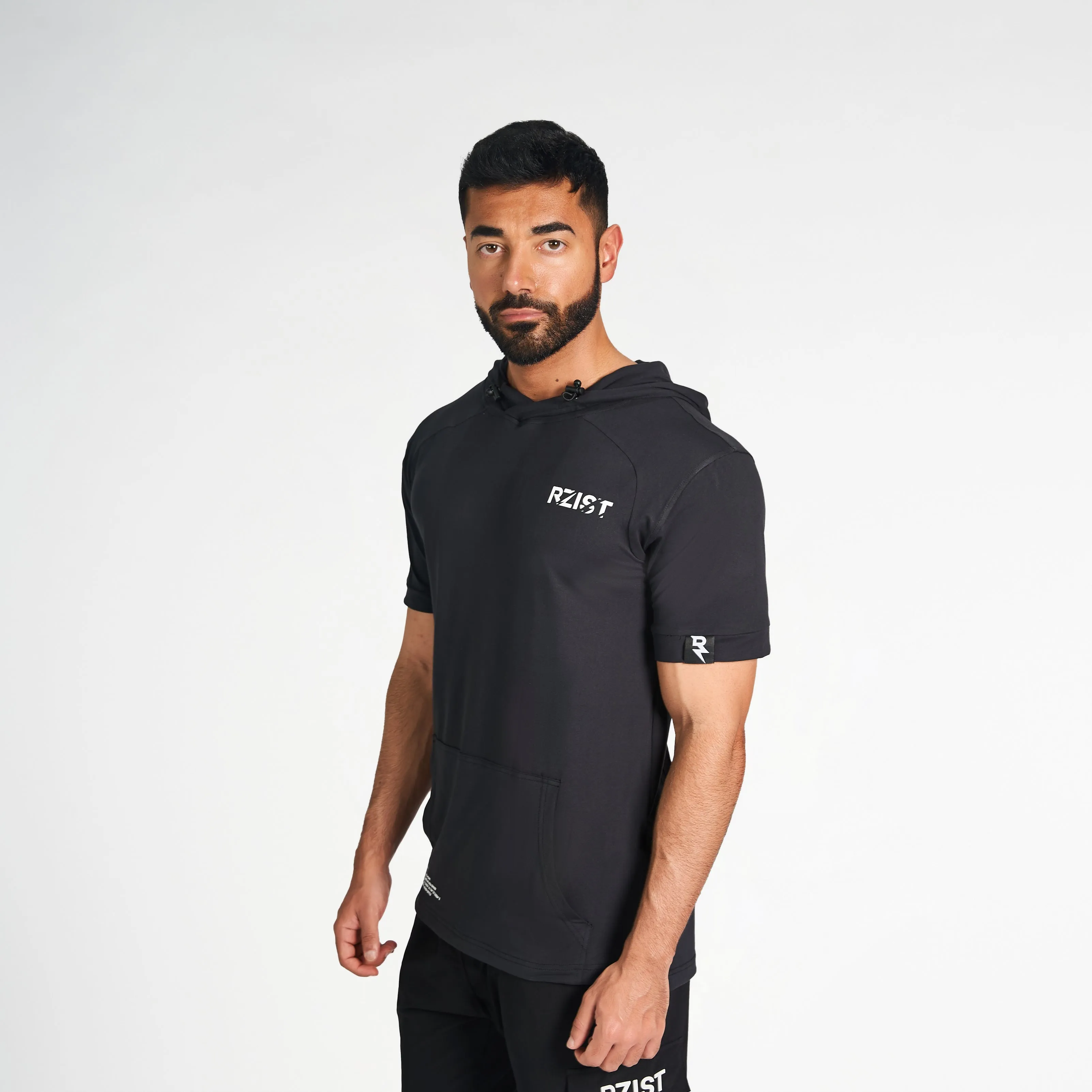 Lightweight Short Sleeve Hoodie - Black