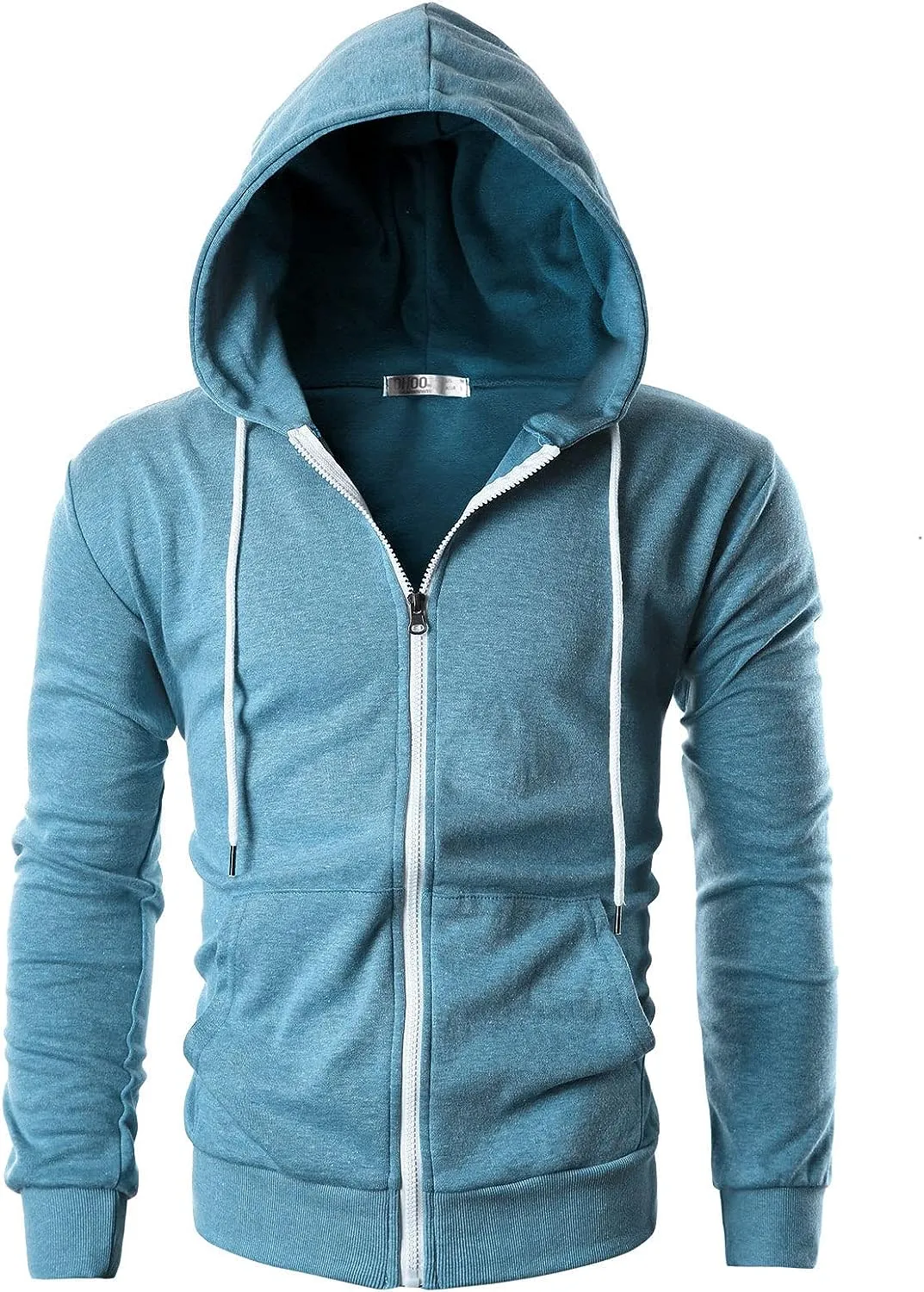 Men's White Lightweight Long Sleeve Zipper Hoodie