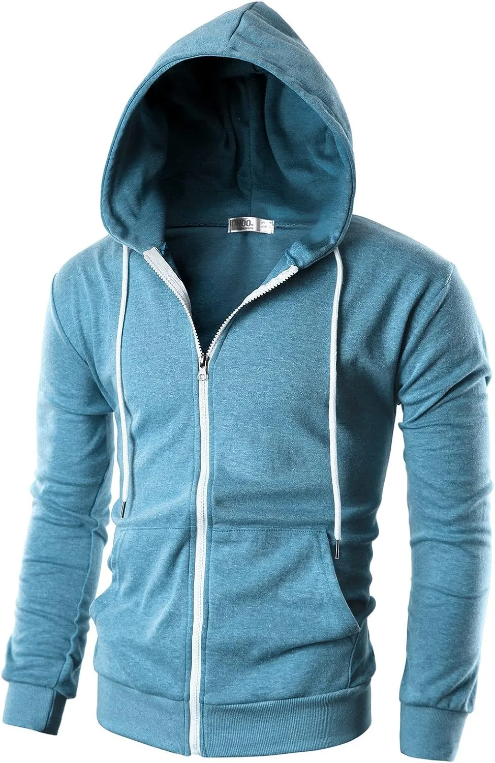 Men's White Lightweight Long Sleeve Zipper Hoodie