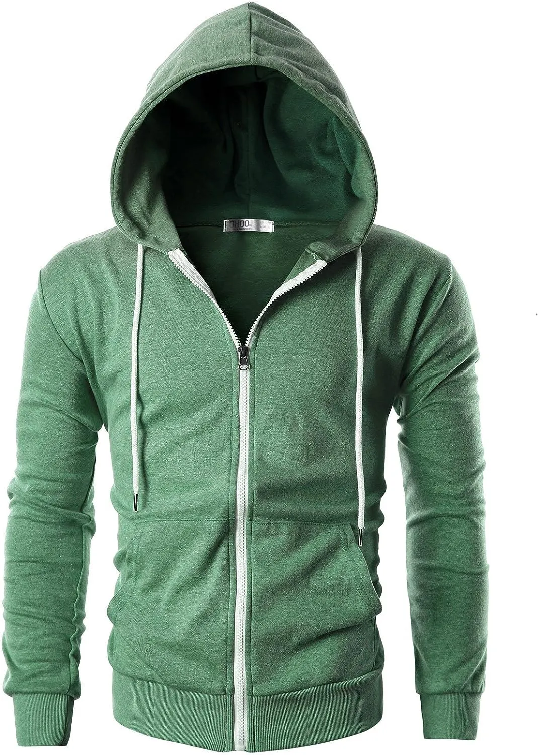 Men's White Lightweight Long Sleeve Zipper Hoodie