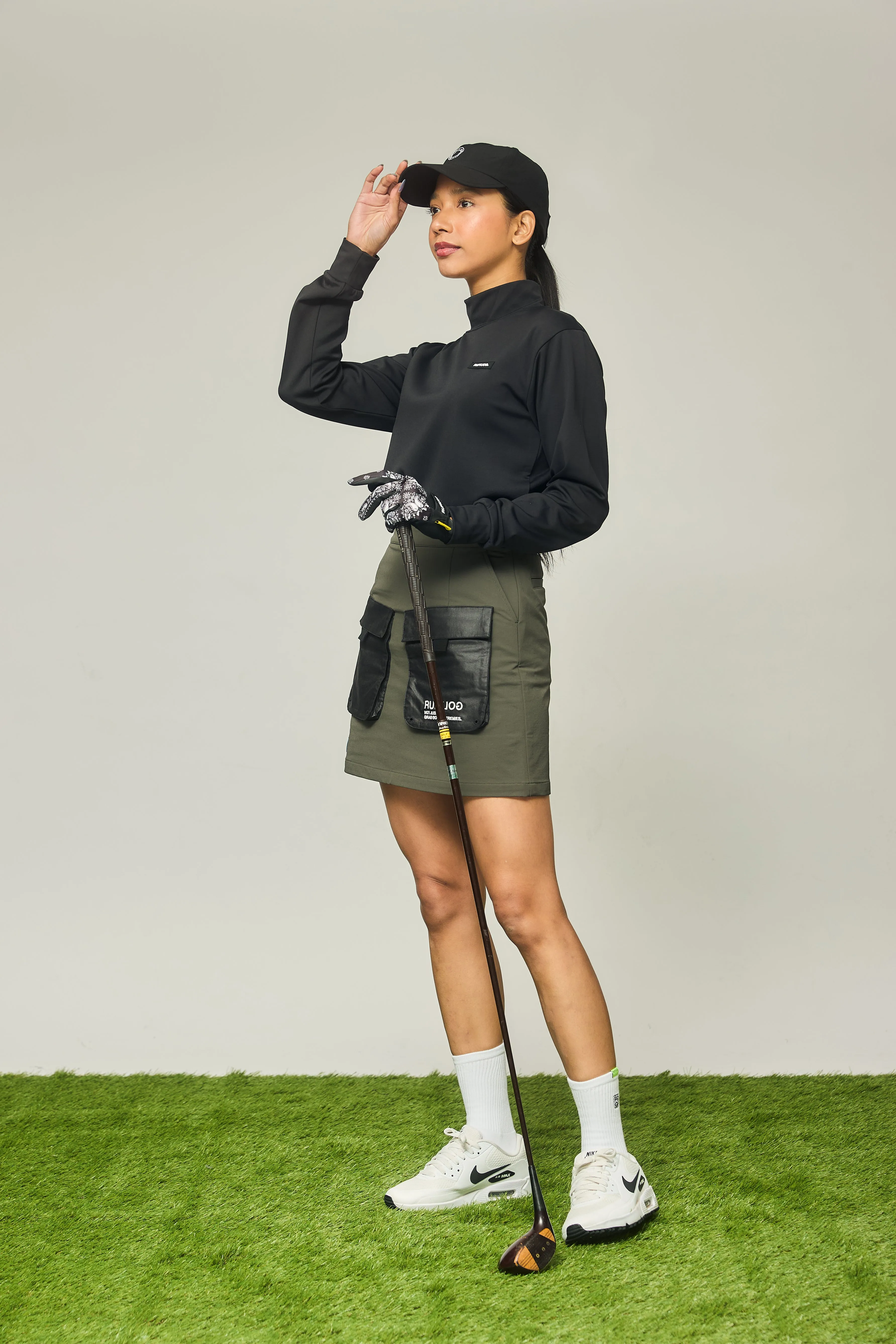 OUT POKET STRETCH SKIRT KHAKI