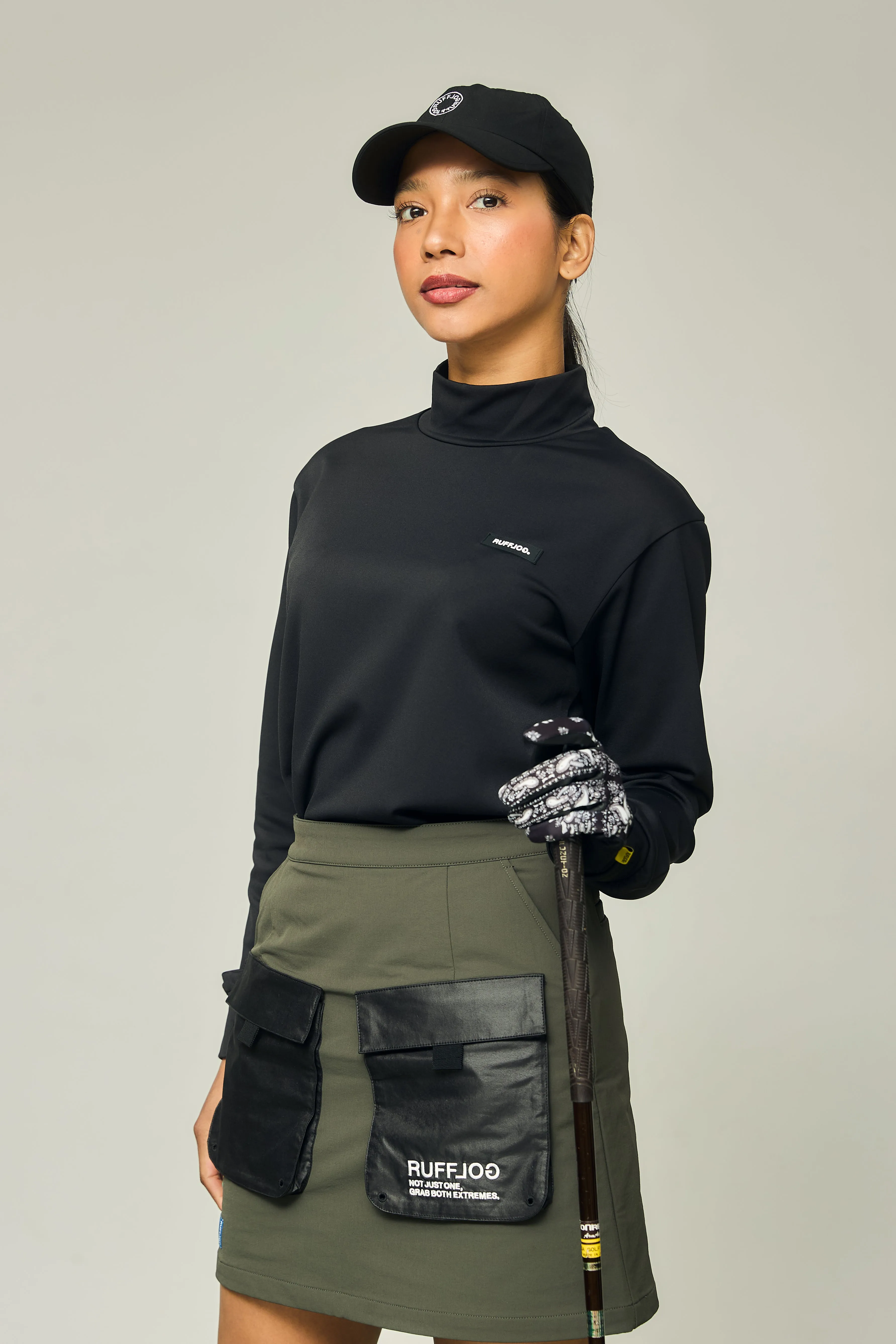 OUT POKET STRETCH SKIRT KHAKI
