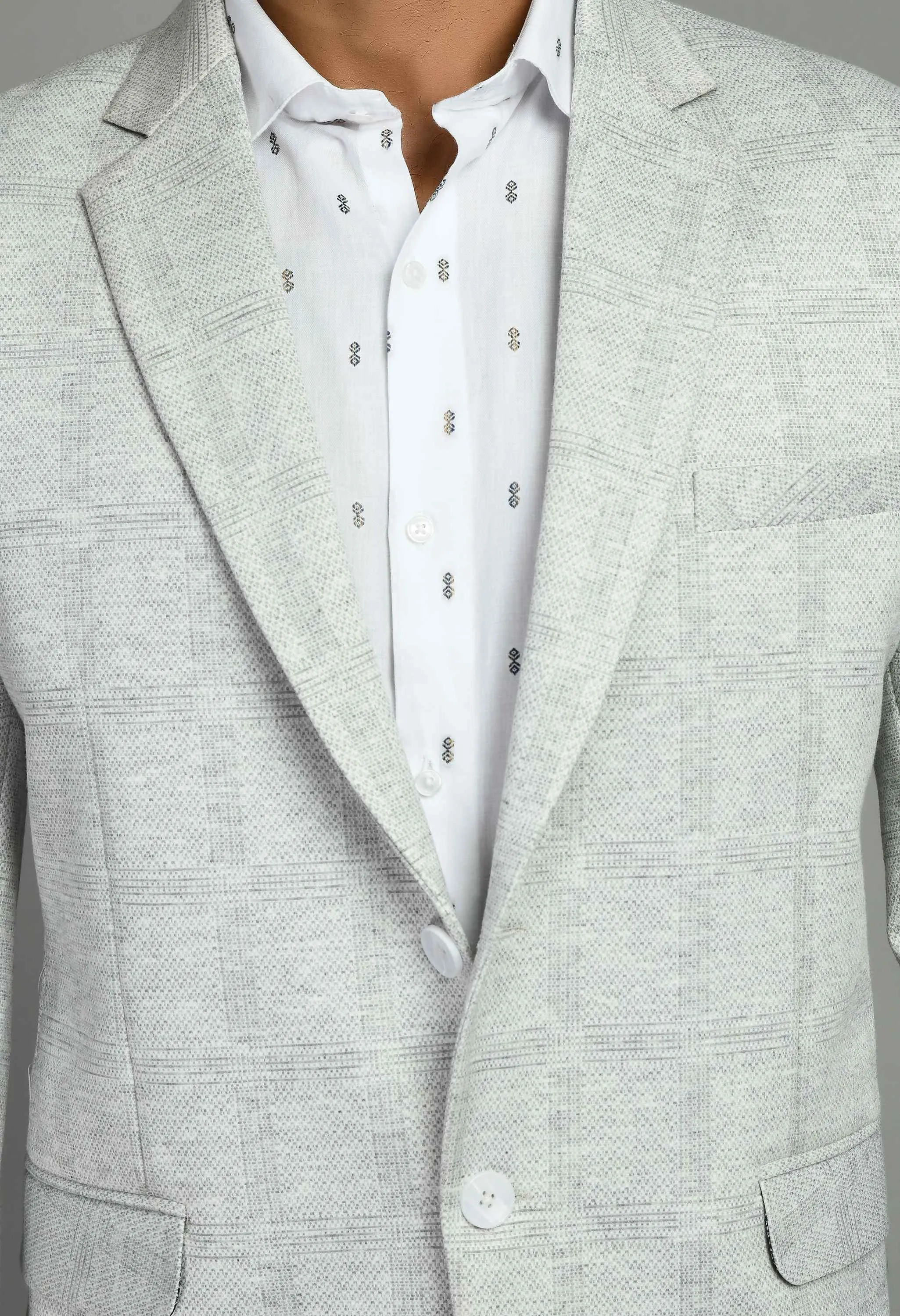 Premium Notched Lapel White Blazer