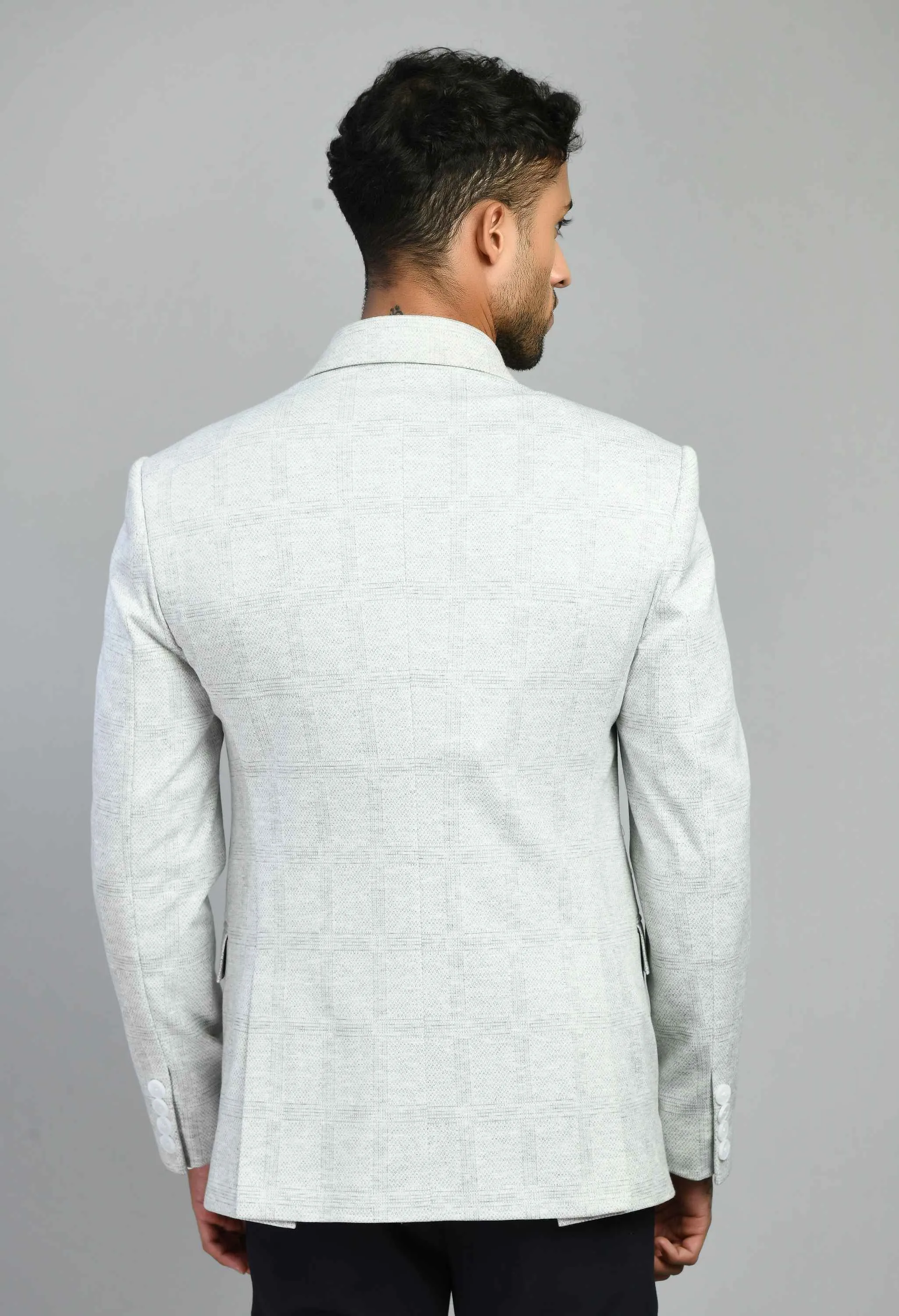 Premium Notched Lapel White Blazer