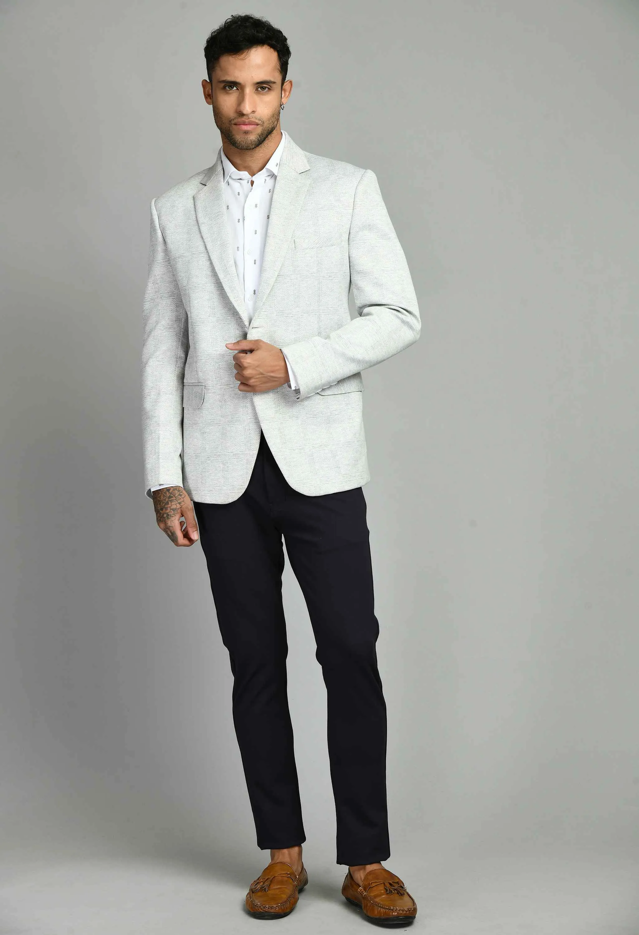 Premium Notched Lapel White Blazer