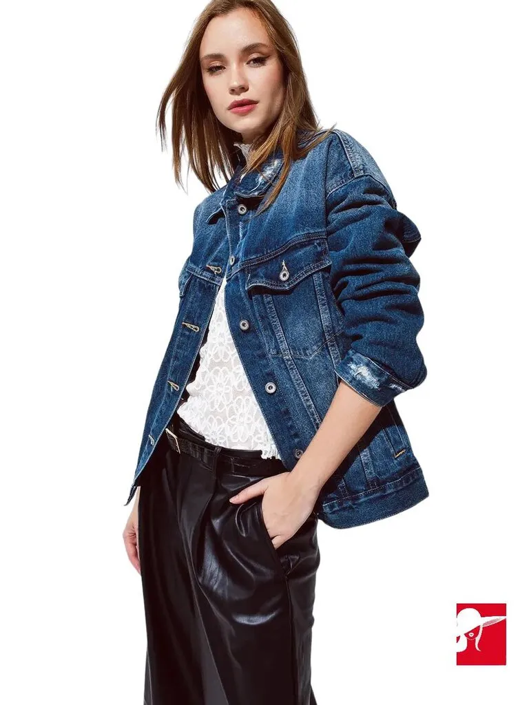 Q2 Boyfriend Relaxed Denim Jacket NEW size L