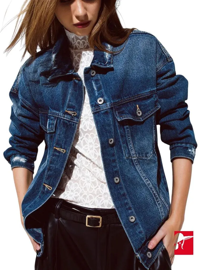 Q2 Boyfriend Relaxed Denim Jacket NEW size L