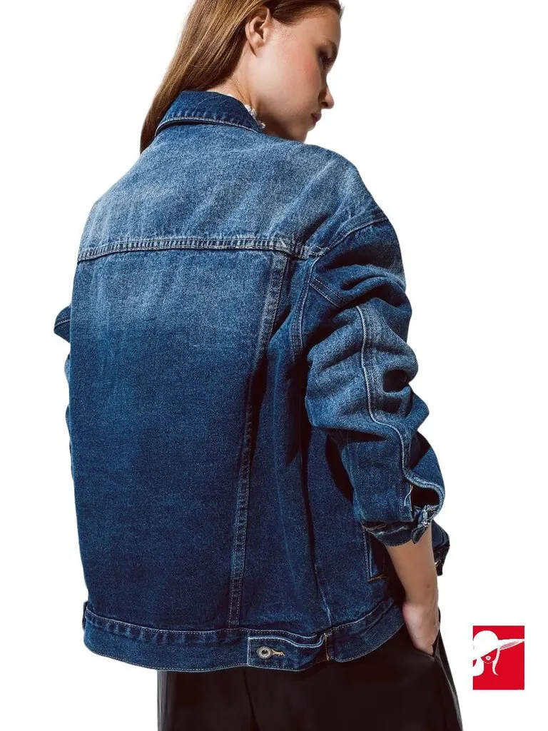 Q2 Boyfriend Relaxed Denim Jacket NEW size L