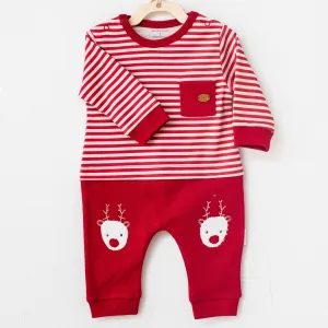 Red Long-Sleeved Baby Romper