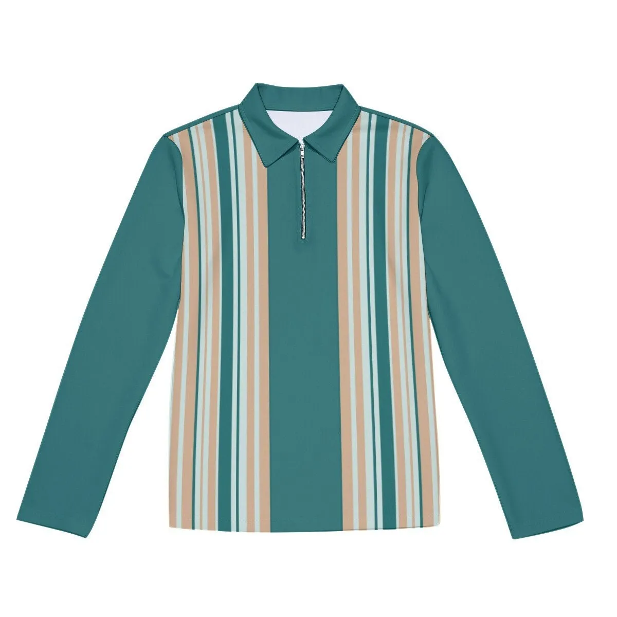 Retro Polo Shirt, Mint Green Polo Shirt, Stripe Polo Shirt Men, Vintage Style Shirt, Long Sleeve Polo Shirt, Polo Shirt Men,60s style polo