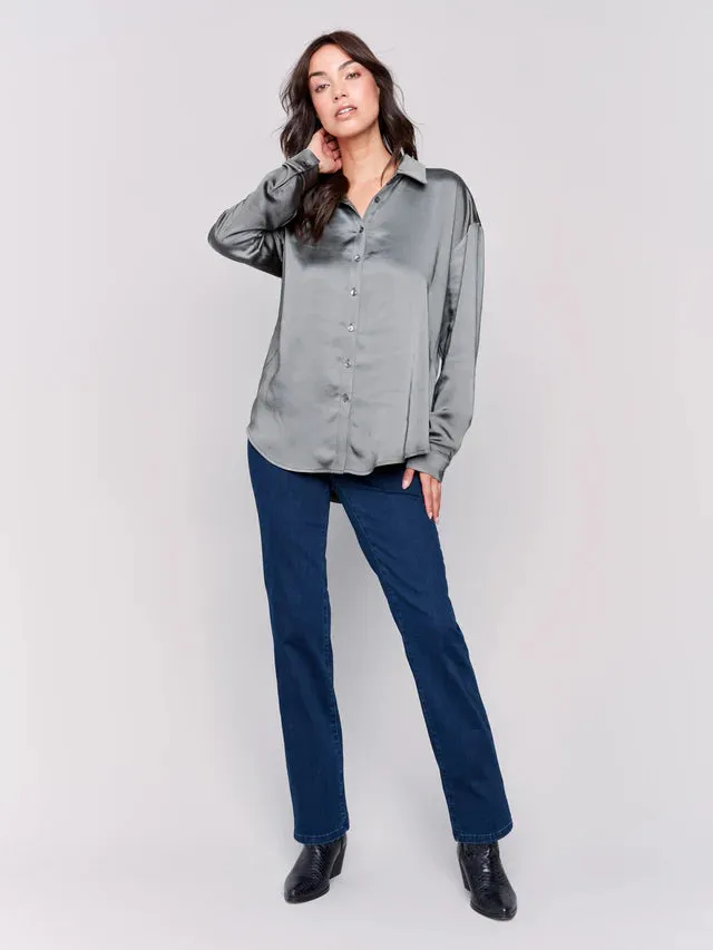 SATIN BUTTON DOWN SHIRT