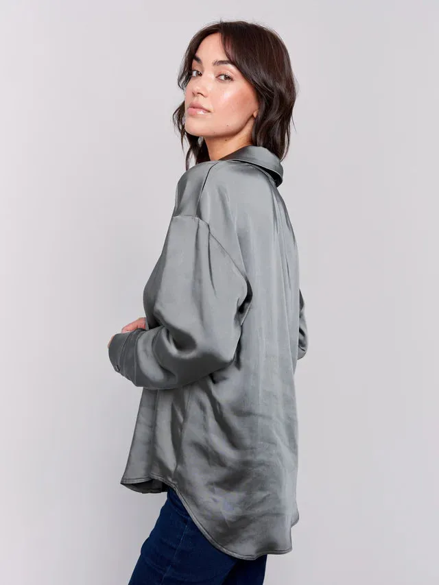 SATIN BUTTON DOWN SHIRT