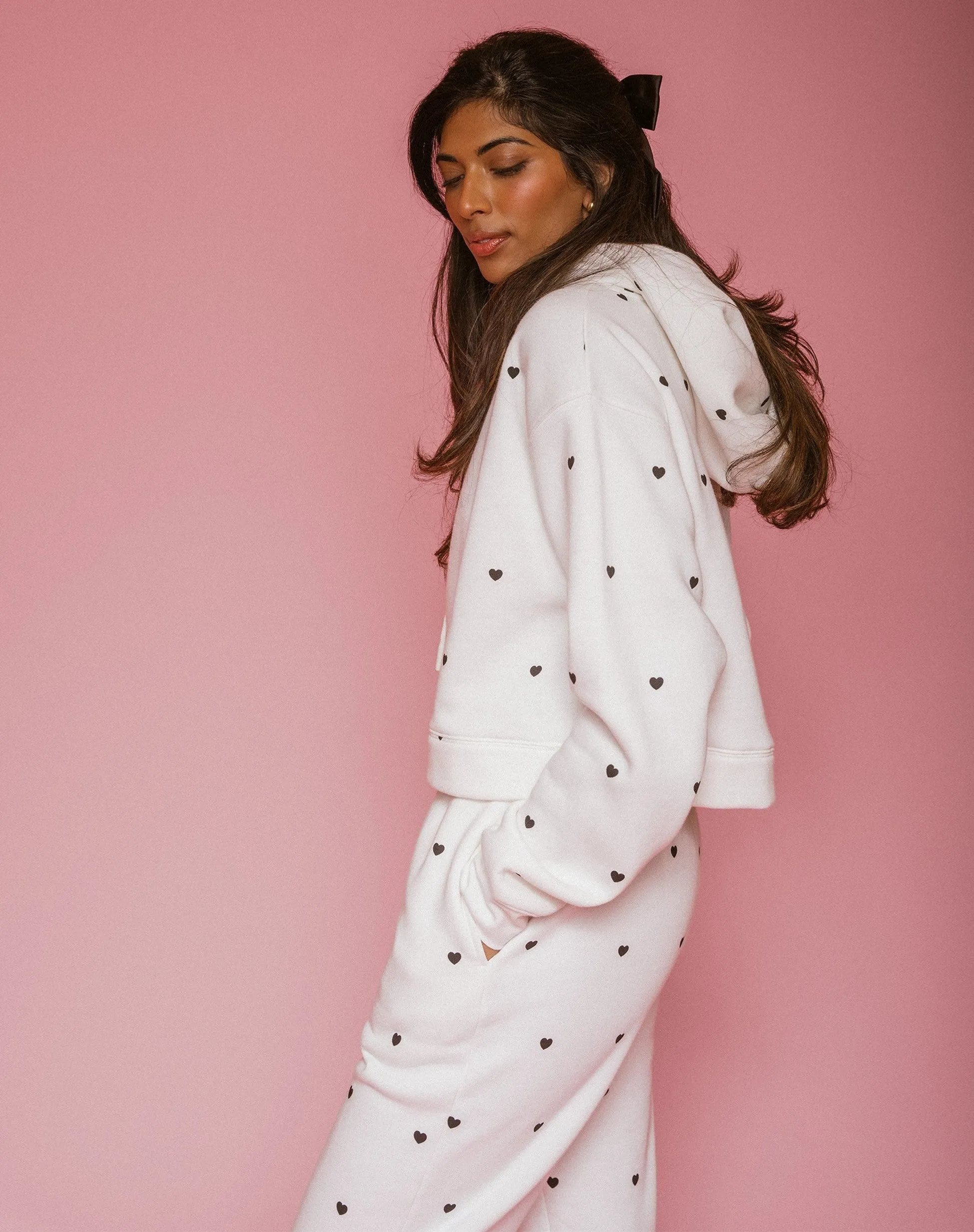 Top - Brunette The Label All Over Mini Heart Hoodie
