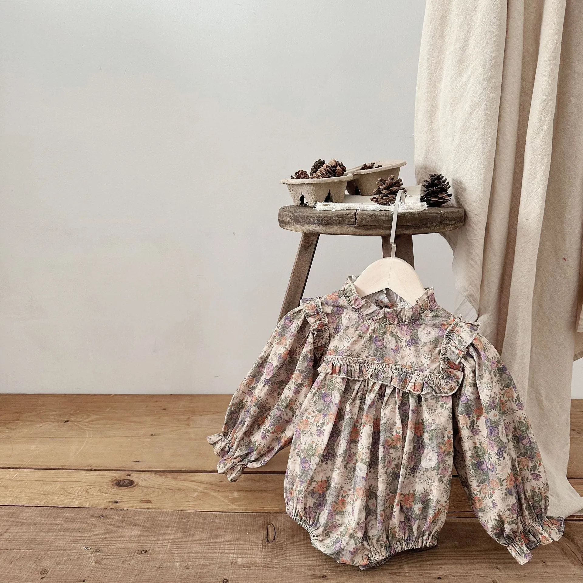 Vintage Nordic Blossom Bubble Romper